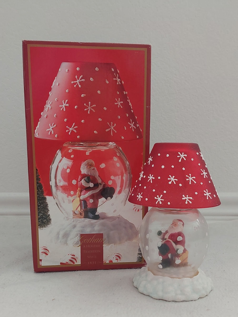 GORHAM  Winter Follies Santa Globe Candle Lamp NIB